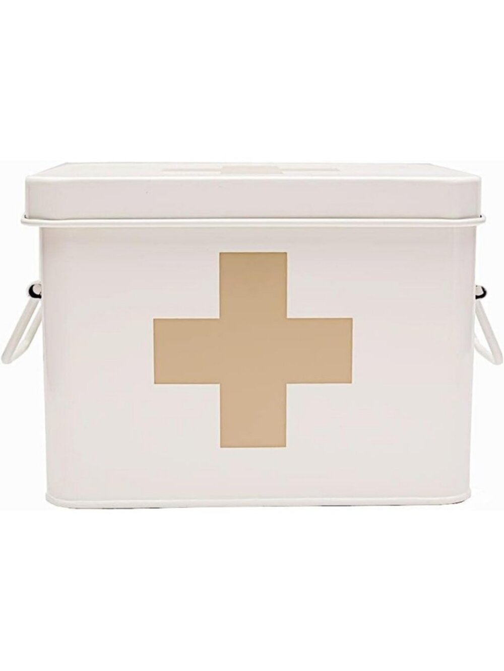 Retro Enameled First Aid Box for Medicine Storage & Home Decor, Lid & Tray